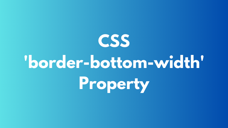 CSS ‘border-bottom-width’ Property Explained